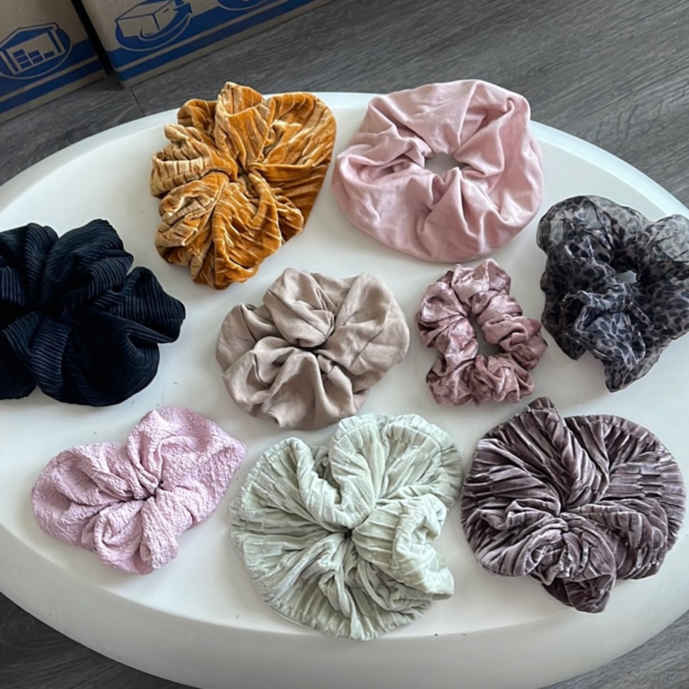 Jumbo Assorted Velvet and Textured Scrunchies Set